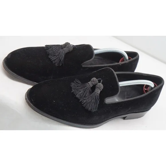Suit Supply Men’s Velvet Black Tasseled Slip on Loafers Italy Size 43 / US 10