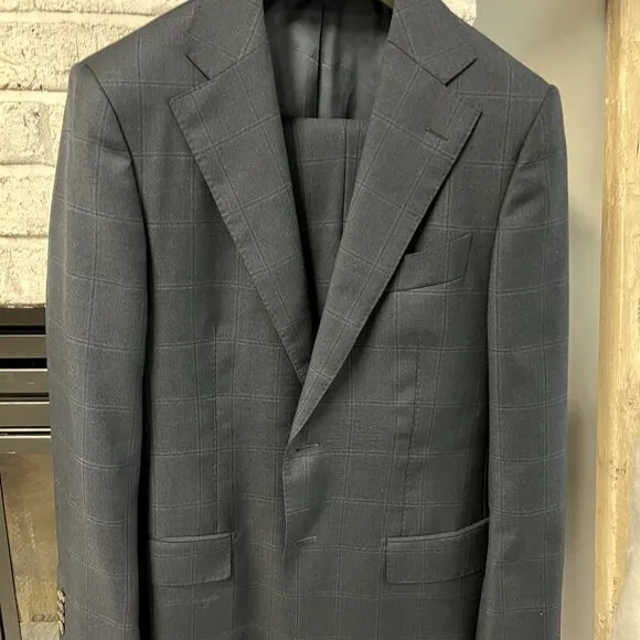 Suitsupply 38R Lazio Navy Windowpane