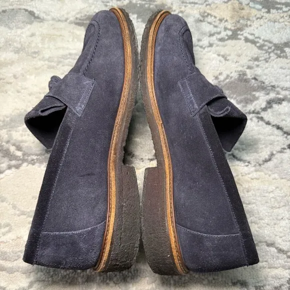 SuitSupply Navy Blue Suede Tassel Loafers