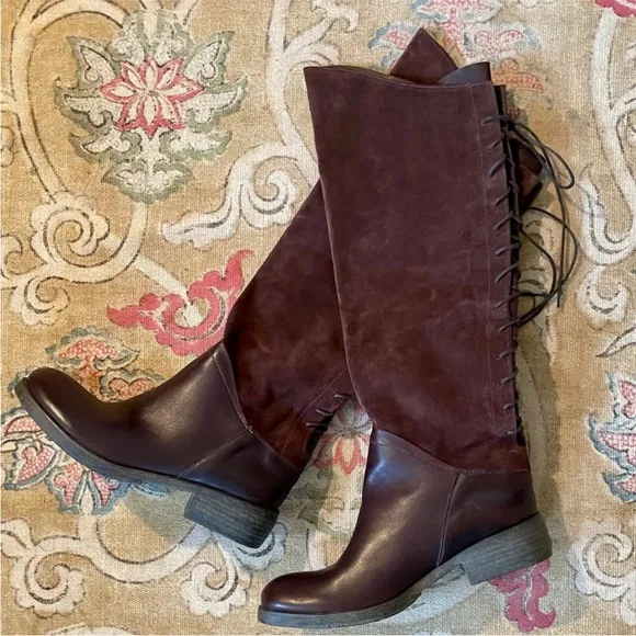 Sundance | “At a Glance” Suede Lace-Back Knee Hi Boots, Sz 8.5/39 ♥ Neve…