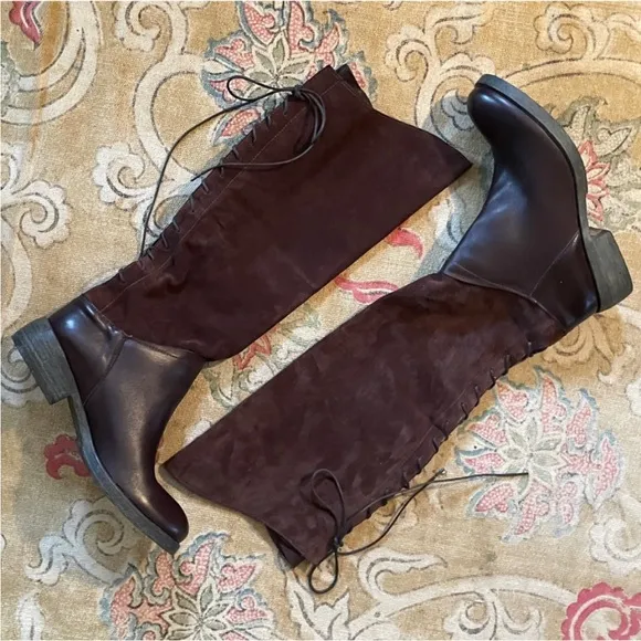 Sundance | “At a Glance” Suede Lace-Back Knee Hi Boots, Sz 8.5/39 ♥ Neve…