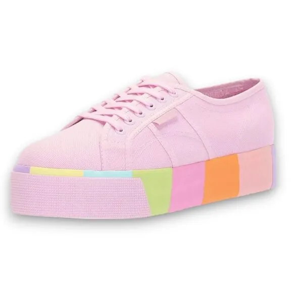 Superga Fantasia Pink Rainbow Platform Sneakers, Women’s Size EU 39 / US 6.5