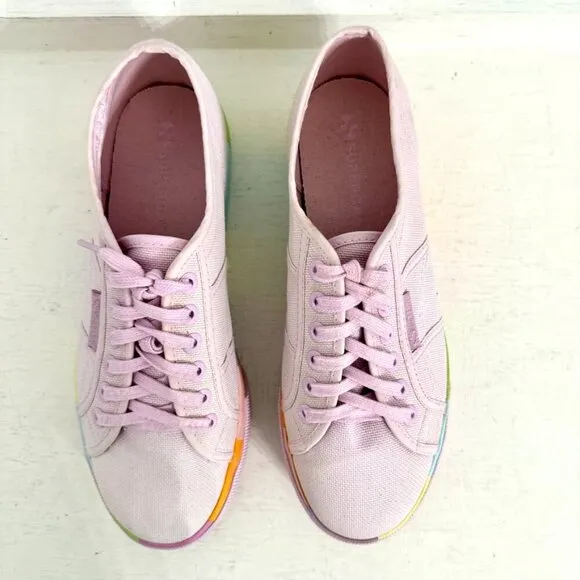 Superga Fantasia Pink Rainbow Platform Sneakers, Women’s Size EU 39 / US 6.5