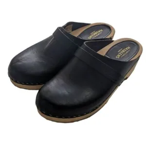 Swedish Hasbeens 37 Husband Clogs Black Mule
