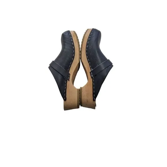 Swedish Hasbeens 37 Husband Clogs Black Mule