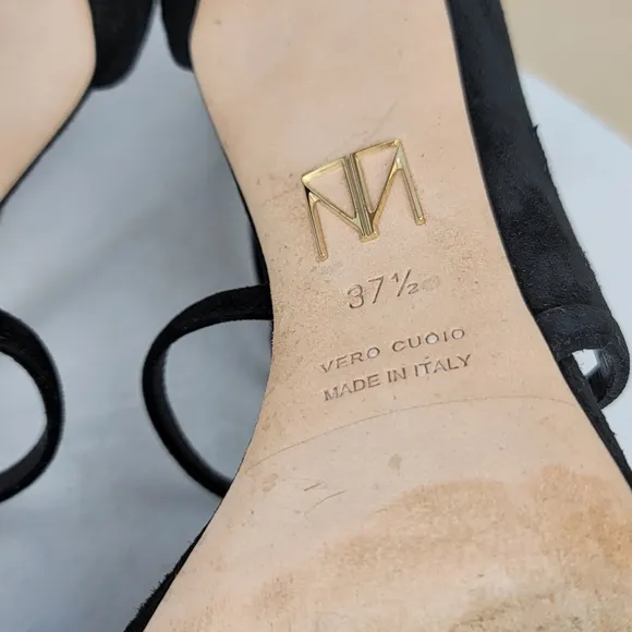 Tamara Mellon Black Suede Love Strappy Stiletto High Heel Sandals EU 37.5 US7