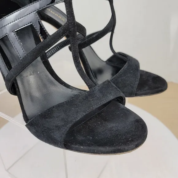 Tamara Mellon Black Suede Love Strappy Stiletto High Heel Sandals EU 37.5 US7