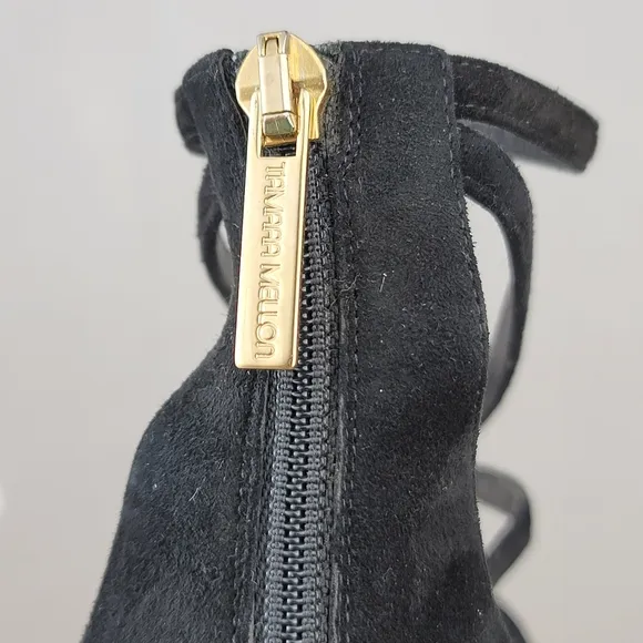 Tamara Mellon Black Suede Love Strappy Stiletto High Heel Sandals EU 37.5 US7