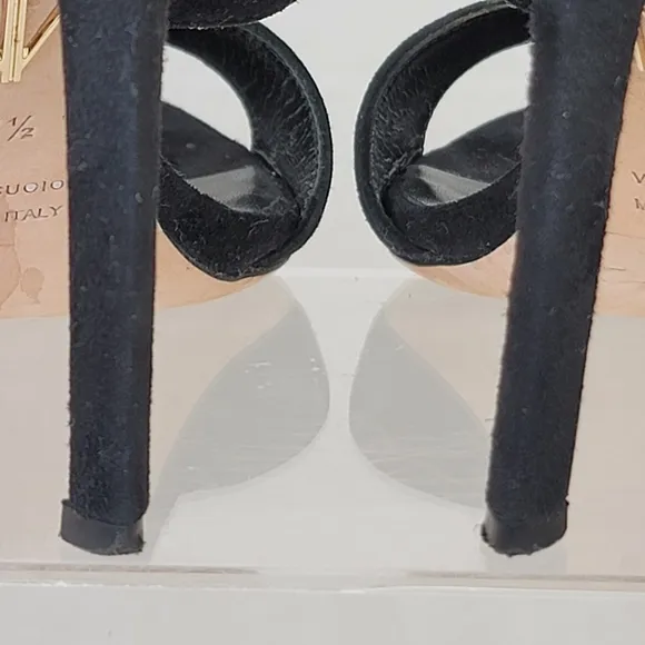 Tamara Mellon Black Suede Love Strappy Stiletto High Heel Sandals EU 37.5 US7