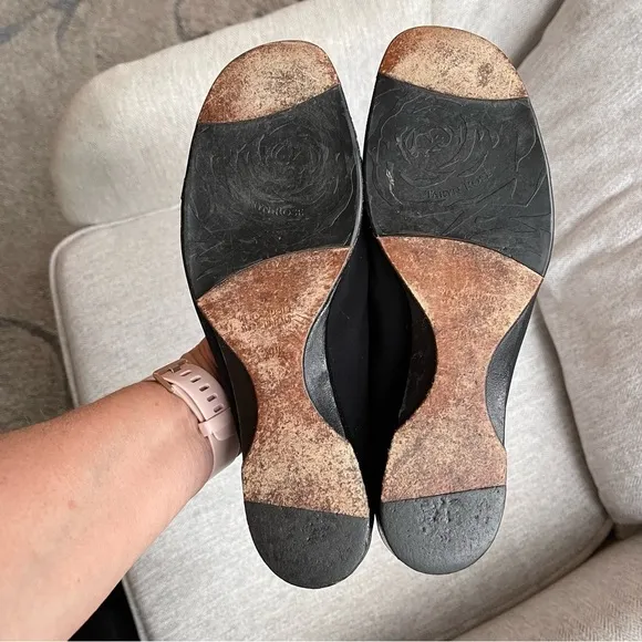 Taryn Rose Black Ballet Flats Wedge Criss Cross Satin Elastic Stretch Strap 9