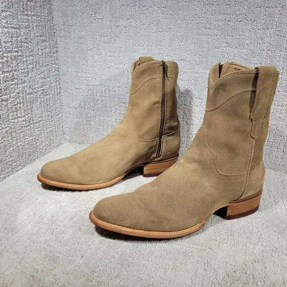 Tecovas The Dean Mens Size US 12D Beige Suede Cowhide Ankle High Western Boots