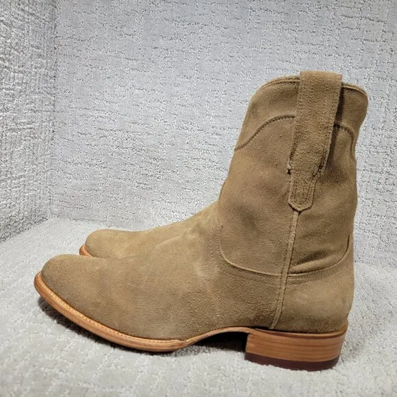 Tecovas The Dean Mens Size US 12D Beige Suede Cowhide Ankle High Western Boots
