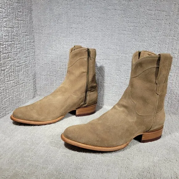 Tecovas The Dean Mens Size US 12D Beige Suede Cowhide Ankle High Western Boots