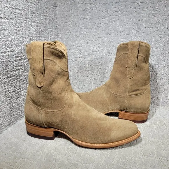 Tecovas The Dean Mens Size US 12D Beige Suede Cowhide Ankle High Western Boots