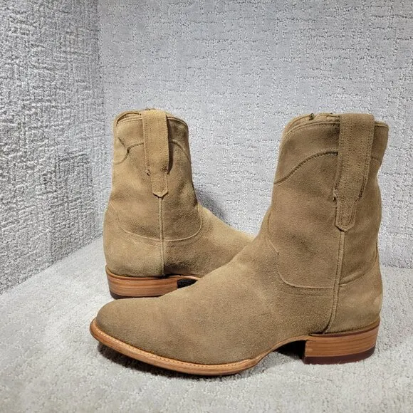 Tecovas The Dean Mens Size US 12D Beige Suede Cowhide Ankle High Western Boots