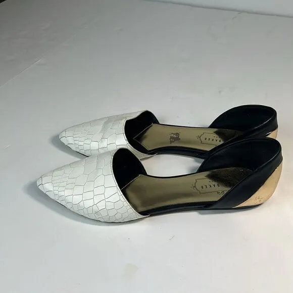 Ted Baker Cadeen D’orsay White/Black/Gold Flats Women’s Size 8