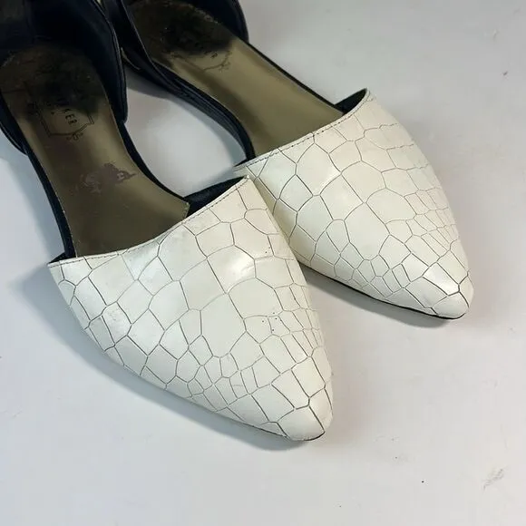 Ted Baker Cadeen D’orsay White/Black/Gold Flats Women’s Size 8