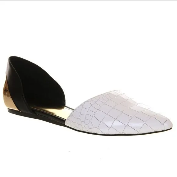 Ted Baker Cadeen D’orsay White/Black/Gold Flats Women’s Size 8