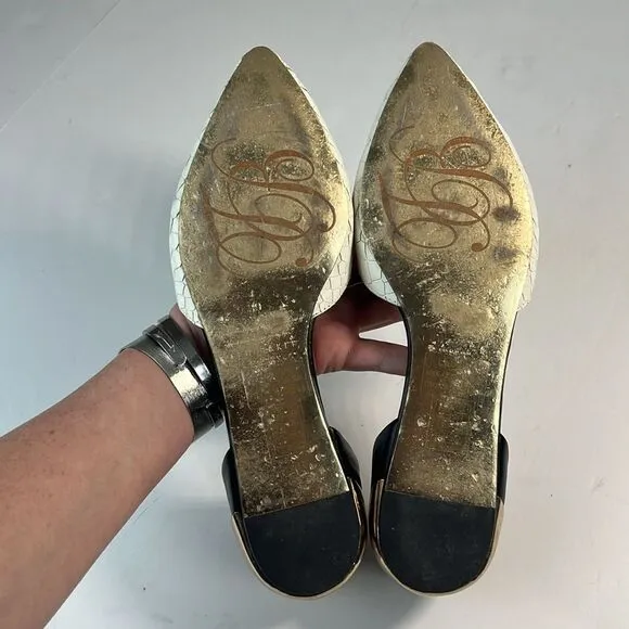 Ted Baker Cadeen D’orsay White/Black/Gold Flats Women’s Size 8