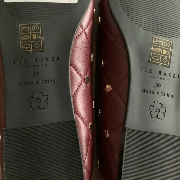 Ted Baker London Libban Purple Ballerina Flats With Magnolia Studs