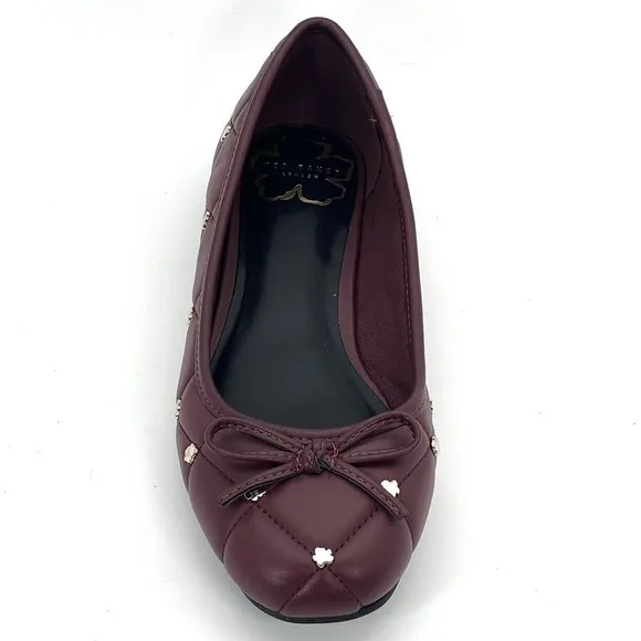 Ted Baker London Libban Purple Ballerina Flats With Magnolia Studs