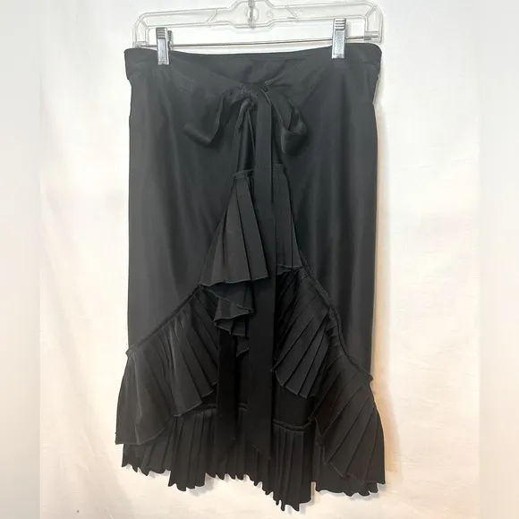 Ted Baker Side Zip Wrap Front Pleated Hem Skirt, Black | Sz 2 (Ted Baker Sizing)