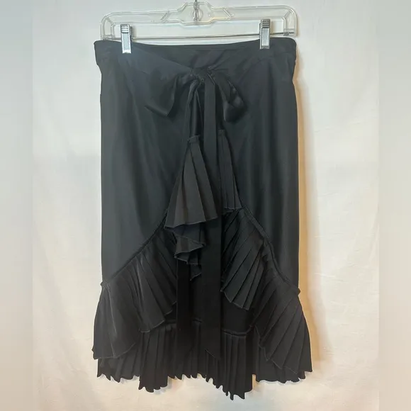 Ted Baker Side Zip Wrap Front Pleated Hem Skirt, Black | Sz 2 (Ted Baker Sizing)