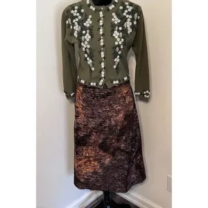 Terry Lewis Classic Luxuries Knee Length Faux Fur Brown Skirt Sz 22 Boho NWT