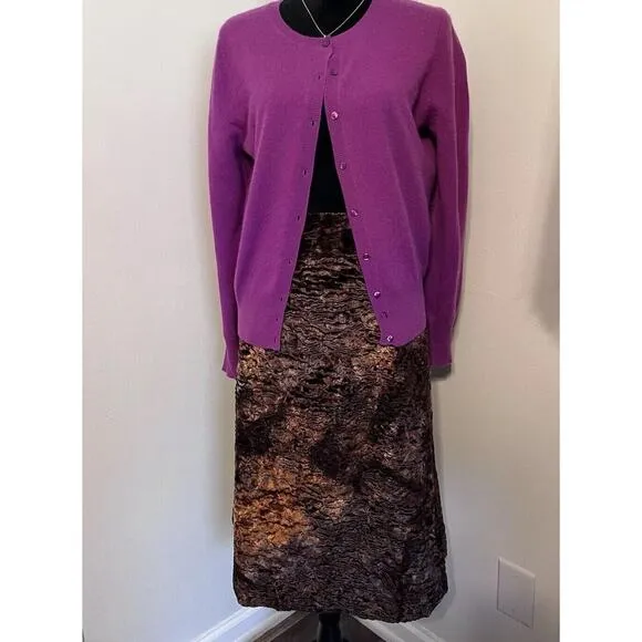 Terry Lewis Classic Luxuries Knee Length Faux Fur Brown Skirt Sz 22 Boho NWT
