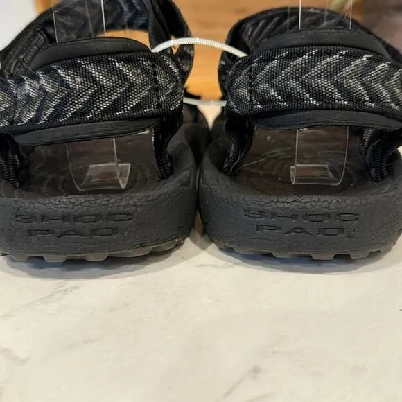 Teva Hurricane Strap Sandals Black Gray Chevron Stripe Gorpcore sustainable
