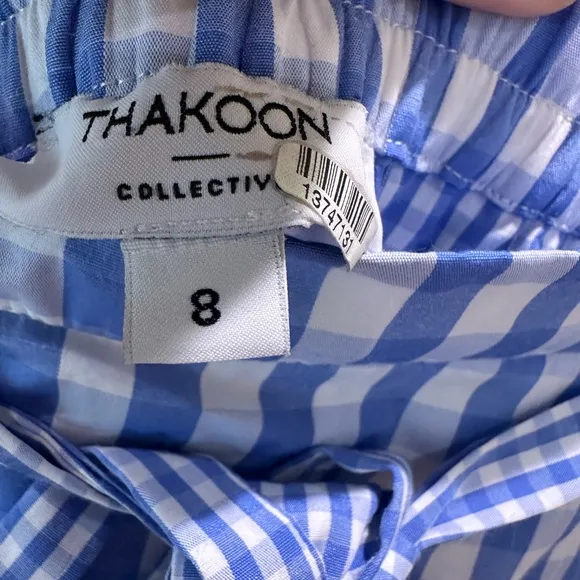 Thakoon Blue Gingham Asymmetrical Faux Wrap Skirt 8  Excellent Condition RTR