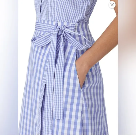 Thakoon Blue Gingham Asymmetrical Faux Wrap Skirt 8  Excellent Condition RTR