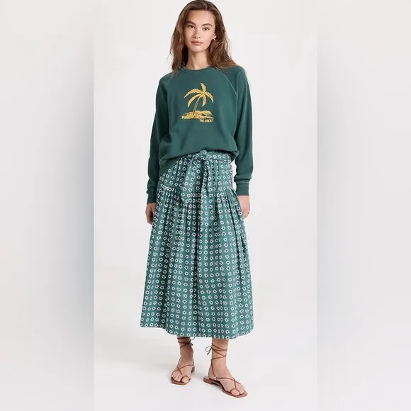 THE GREAT. EUC Sz 3 Highland Skirt Floral Green Maxi Skirt