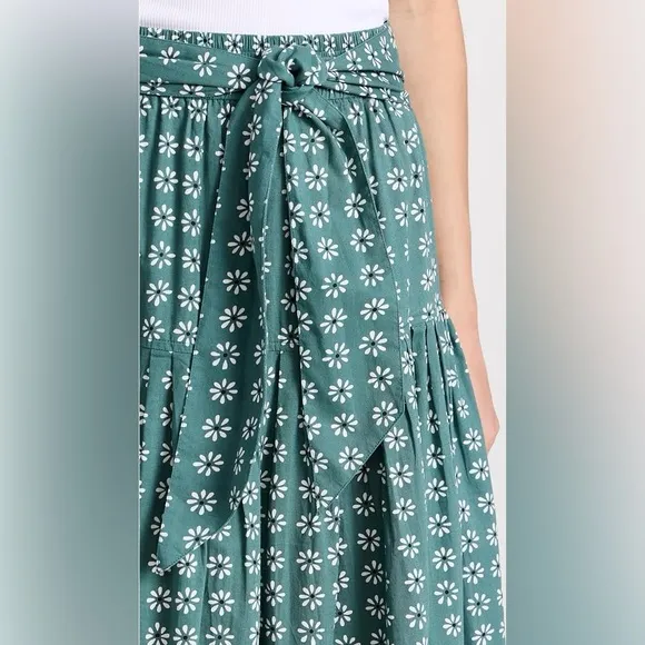 THE GREAT. EUC Sz 3 Highland Skirt Floral Green Maxi Skirt
