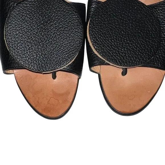 The Palatines Caeleste Slide Sandal in Black and Tan Size 6 Leather Circle‎ Flat