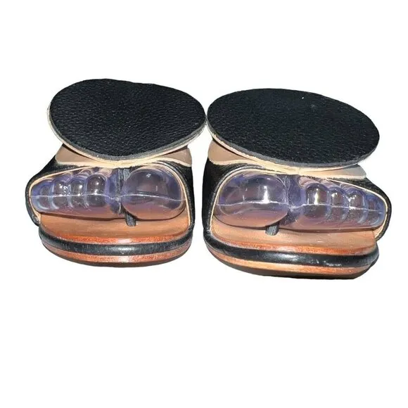 The Palatines Caeleste Slide Sandal in Black and Tan Size 6 Leather Circle‎ Flat