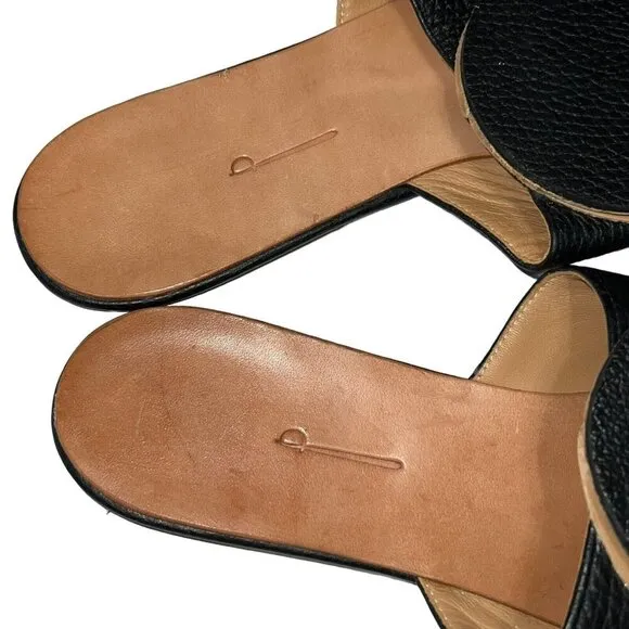 The Palatines Caeleste Slide Sandal in Black and Tan Size 6 Leather Circle‎ Flat