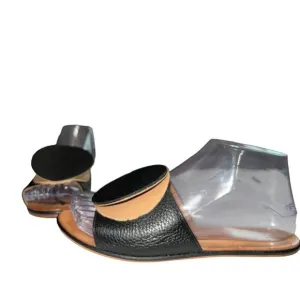 The Palatines Caeleste Slide Sandal in Black and Tan Size 6 Leather Circle‎ Flat