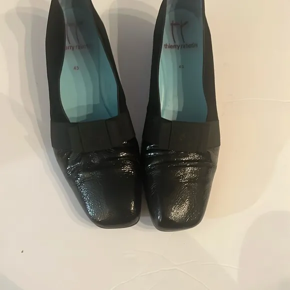 Thierry Rabotin Black Flats with Decorative Toe