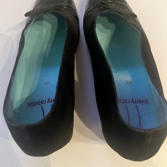 Thierry Rabotin Black Flats with Decorative Toe