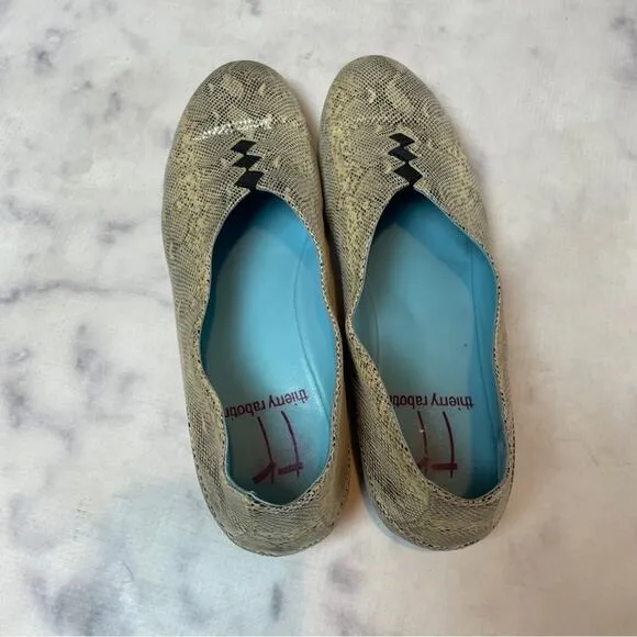 Thierry Rabotin Grace Snake Embossed Leather Flats