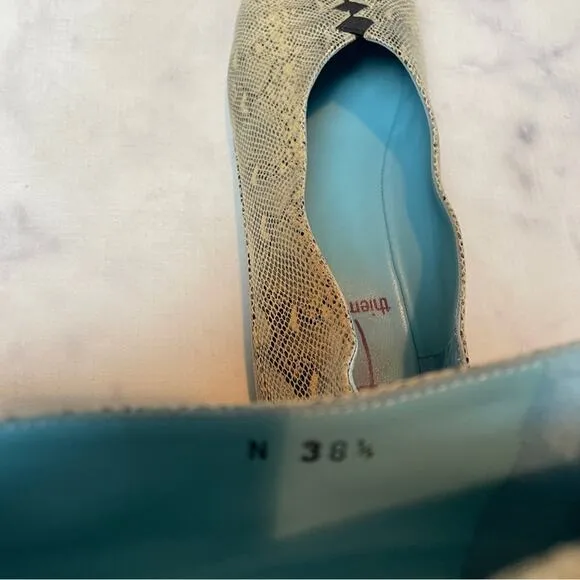 Thierry Rabotin Grace Snake Embossed Leather Flats