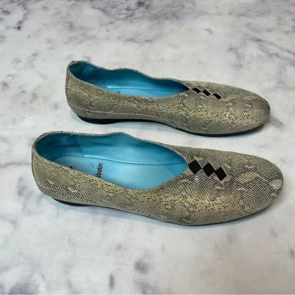 Thierry Rabotin Grace Snake Embossed Leather Flats