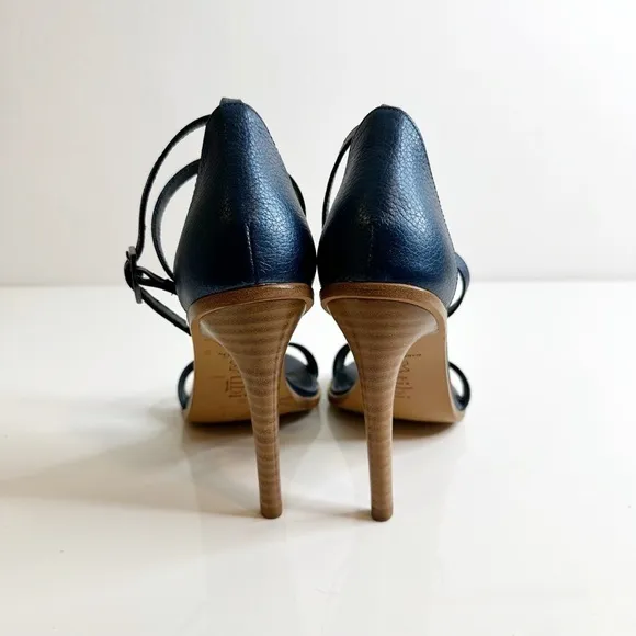Tibi Amber Ankle Wrap Sandals Stiletto Leather in Caspian Blue Women's 37.5