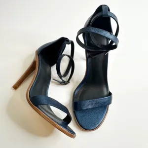 Tibi Amber Ankle Wrap Sandals Stiletto Leather in Caspian Blue Women's 37.5