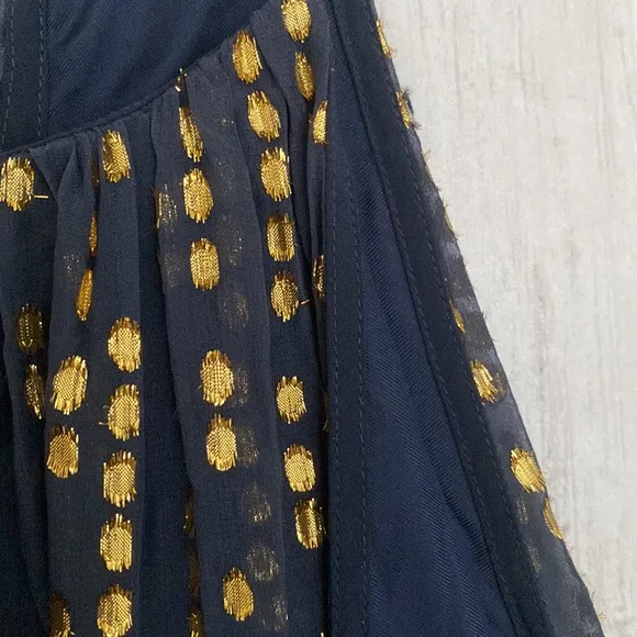 Tibi Metallic Gold Fil Coupe Maxi Dress