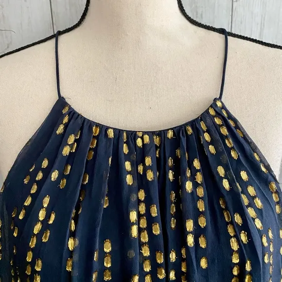 Tibi Metallic Gold Fil Coupe Maxi Dress