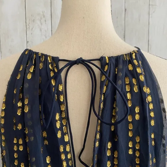 Tibi Metallic Gold Fil Coupe Maxi Dress