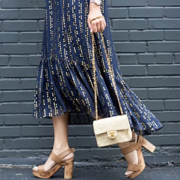 Tibi Metallic Gold Fil Coupe Maxi Dress