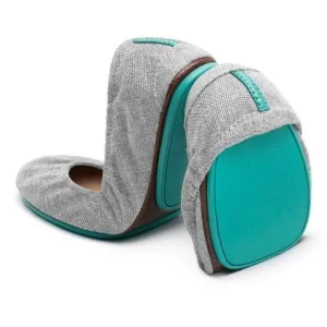 Tieks Gray and Teal Flats